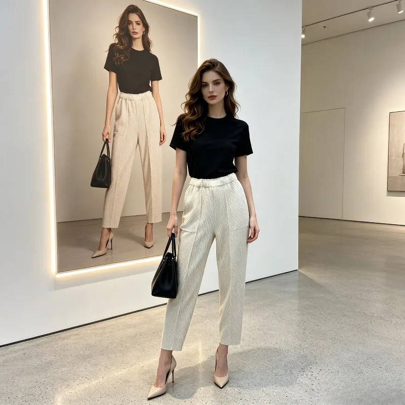 Miyake Pleated 2026 Dragon Scale Pleated Skinny Pants Summer High Waist Loose Comfortable Casual Versatile Plus Size Long Pants