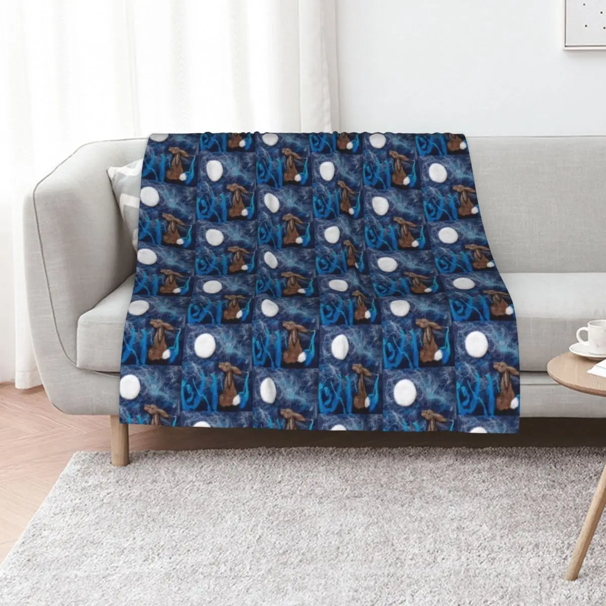 Blue Moon Hare Throw Blanket Decorative Throw Hair Quilt Luxury Thicken funny gift For Baby Blankets