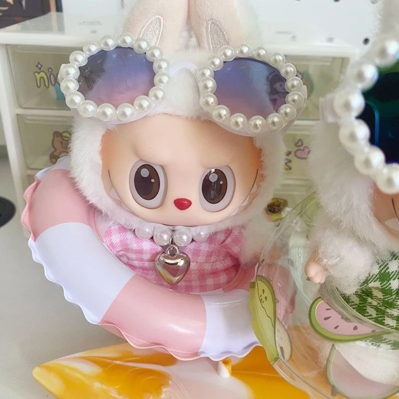 

Labubu Pearl Plastic Glasses for 1/8 1/6 1/3 1/4 BJD Dolls, Cute Mini Sunglasses for Labubu Plush Doll Accessories Photo Props