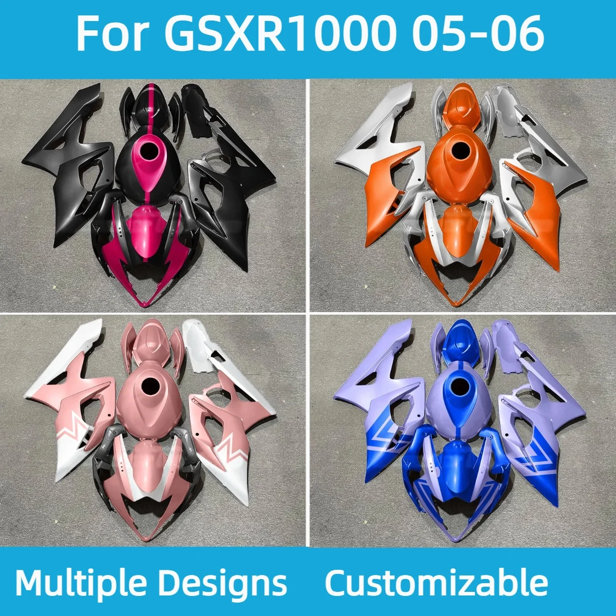 

For GSXR1000 2005 2006 Rebuild Motorcycle Fairings GSXR 1000 05 06 Hot Style Customized ABS Injection Prime Fairing Kit