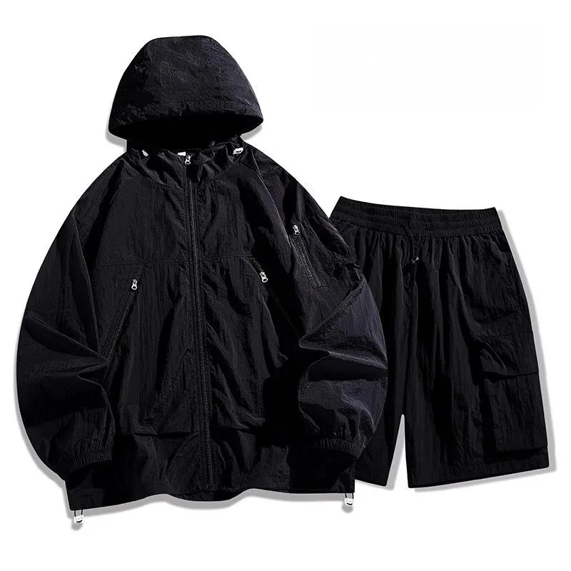Men's Breathable Lightweight Hooded Sun Protection Jacket Outdoor Sports Casual Fashion Trendy Spring Season Rabbit Fur Wool