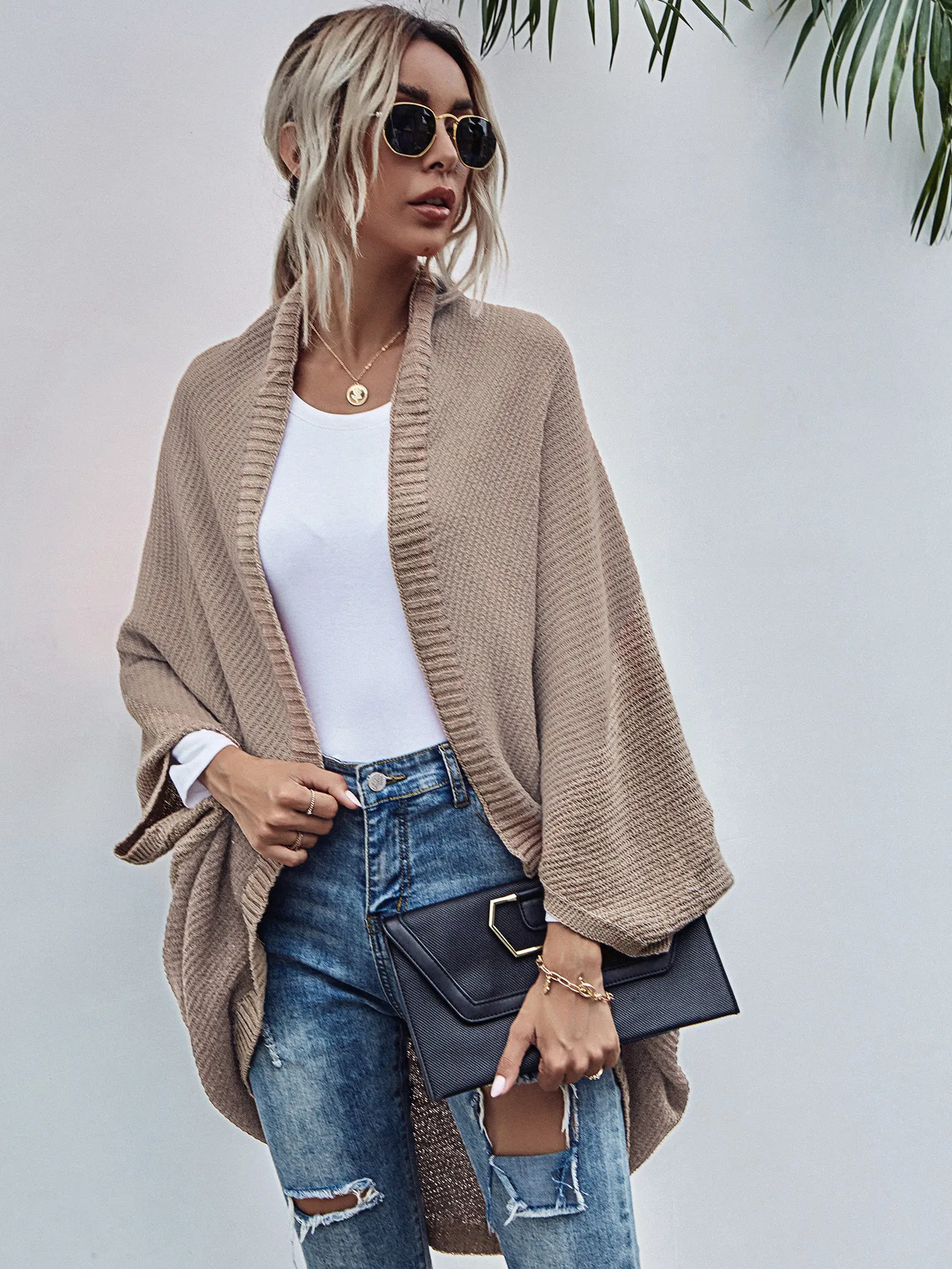 Sweater Women Sleeveless Knitted Shawl Loose Large Size Bat Sleeve Casual Jacket Autumn and Winter Hot Selling Women's Clothing