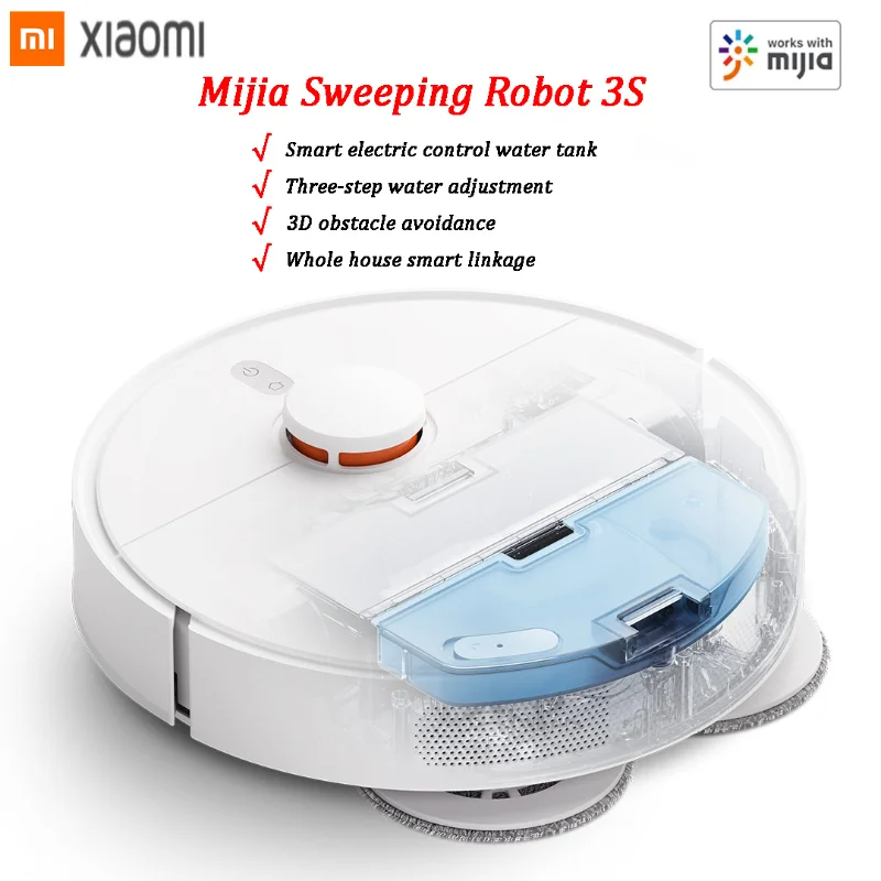 Xiaomi Mijia Robot 3S Smart Remote Control Floor Sweeping Vacuum Cleaner Mi Home with Automatic Dust Sterilization and Mopping