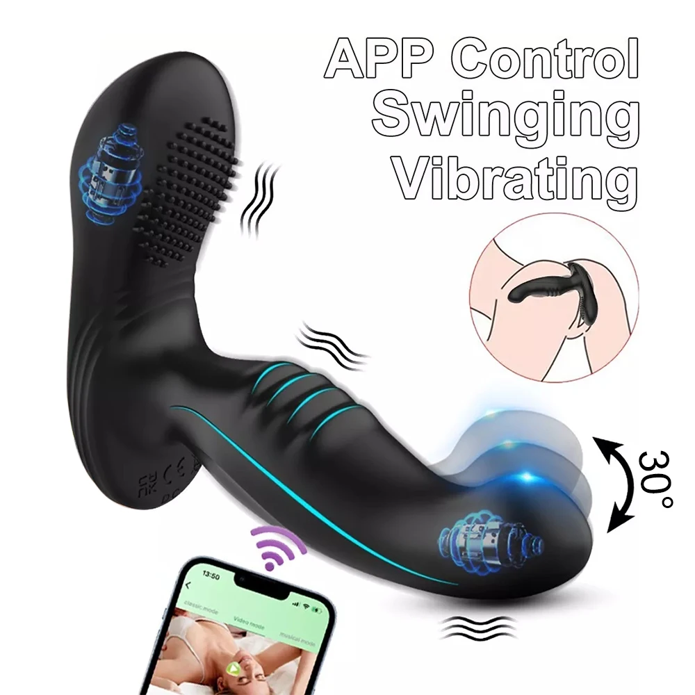 Männlich Wackeln Prostata-Massagegerät Sexspielzeug für Männer APP-Steuerung Schaukel Vibrierender Analvibrator Butt Plug Perineum Stimulator Buttplug