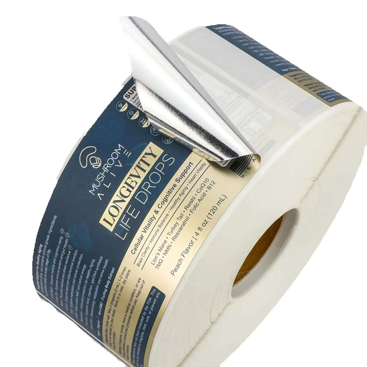 1000 قطعة ملصقات مقاومة للماء مخصصة | ملصقات لفة ذاتية اللصق BOPP | تغليف الزجاجات الطبية لمكملات الفيتامين