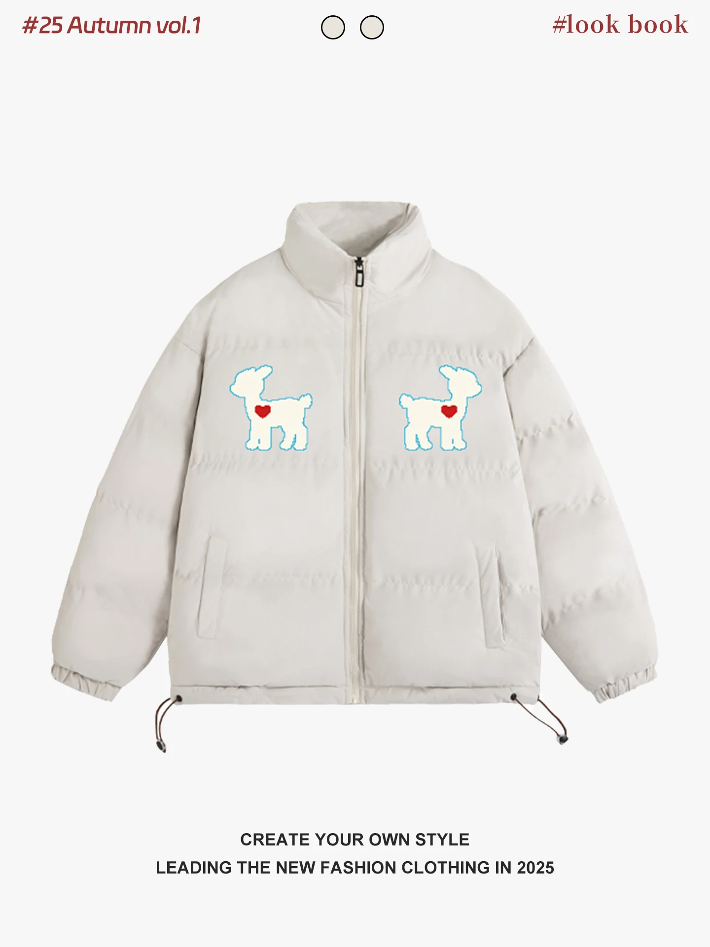 

Freedom Design Cartoon fiti eep Print Cotton Jaet Women's New 2025 Stand Collar Bread Korean Sle Loose Fit