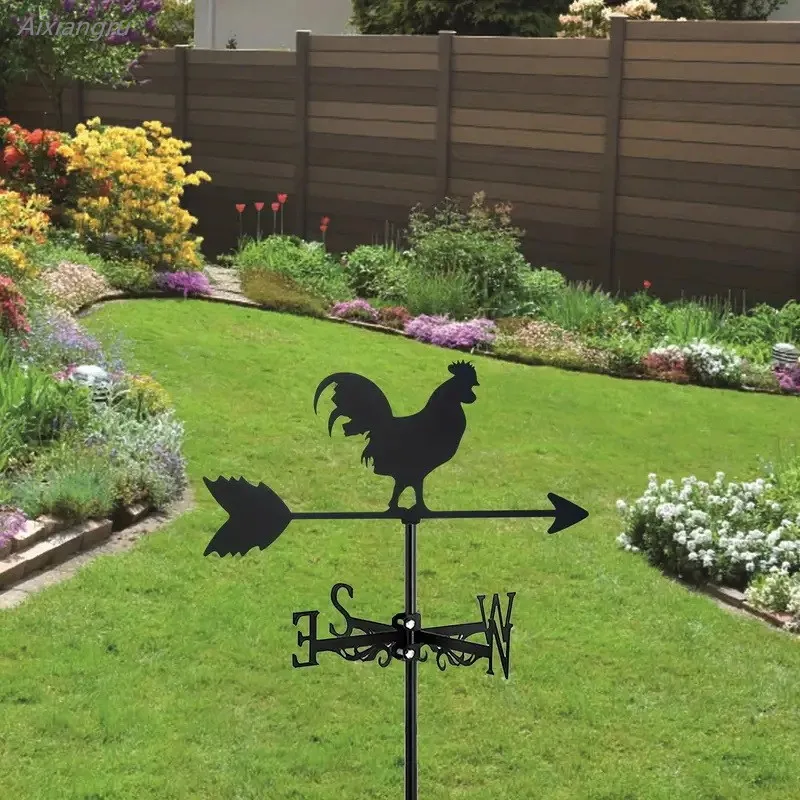 

New Outdoor Garden Craft Plug-In Metal Creative Animal Rooster Wind Vane, Cupola Stove, Home Decorations, Roof Household Items