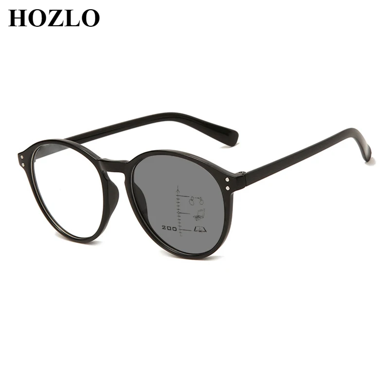 

Retro Round Rivets Photochromic Progressive Multifocals Reading Sunglasses for Women Men Look Near Far Presbyopia Spectacles