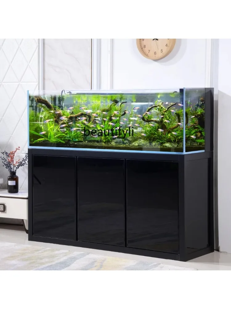 Living Room Home Super White Glass Bottom Filter Ecological Rectangular Medium and Large Floor Landscape Aquarium