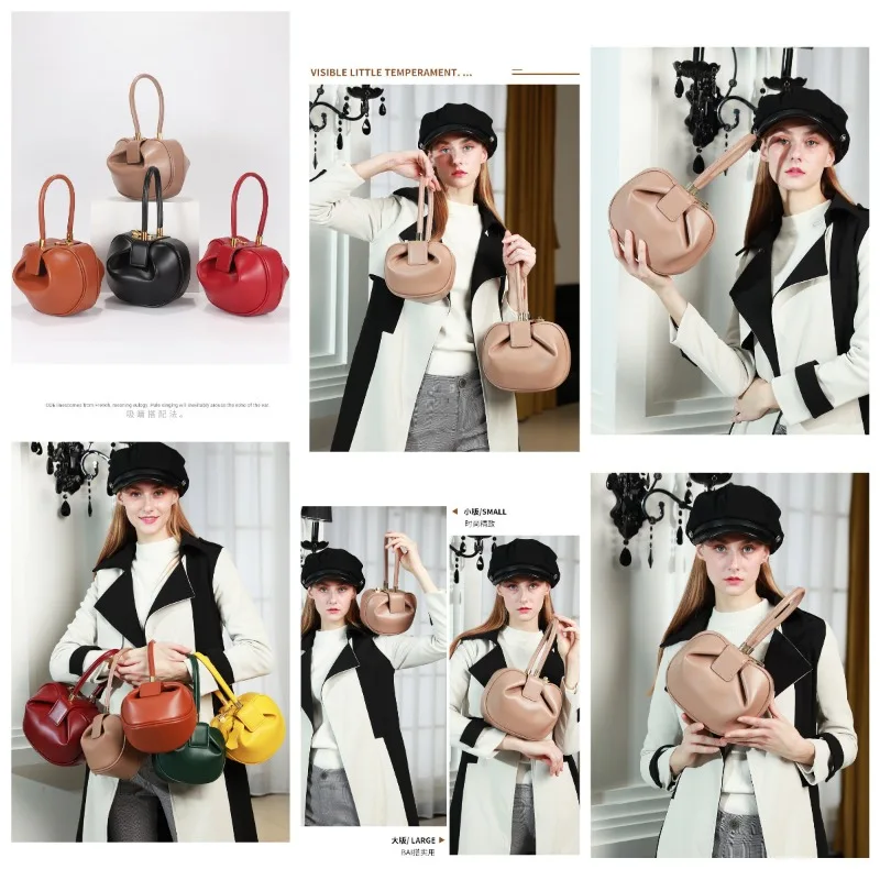 2025 الخريف الشتاء 100% جلد طبيعي Wonton حقيبة يد المتخصصة تصميم الكتف حقيبة تحت الإبط سعة كبيرة مصمم حقيبة نسائية