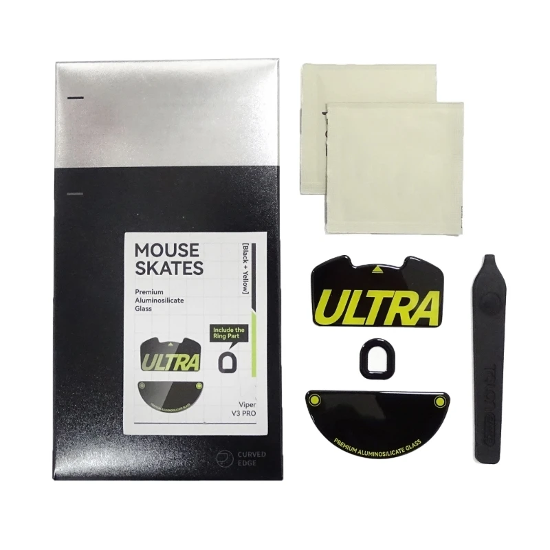 1Set Glass Mouse Feet Pedal for Razer Viper V3 Pro Mouse Replace Mouse Glides Curved Edges Mouse Skates Sticker