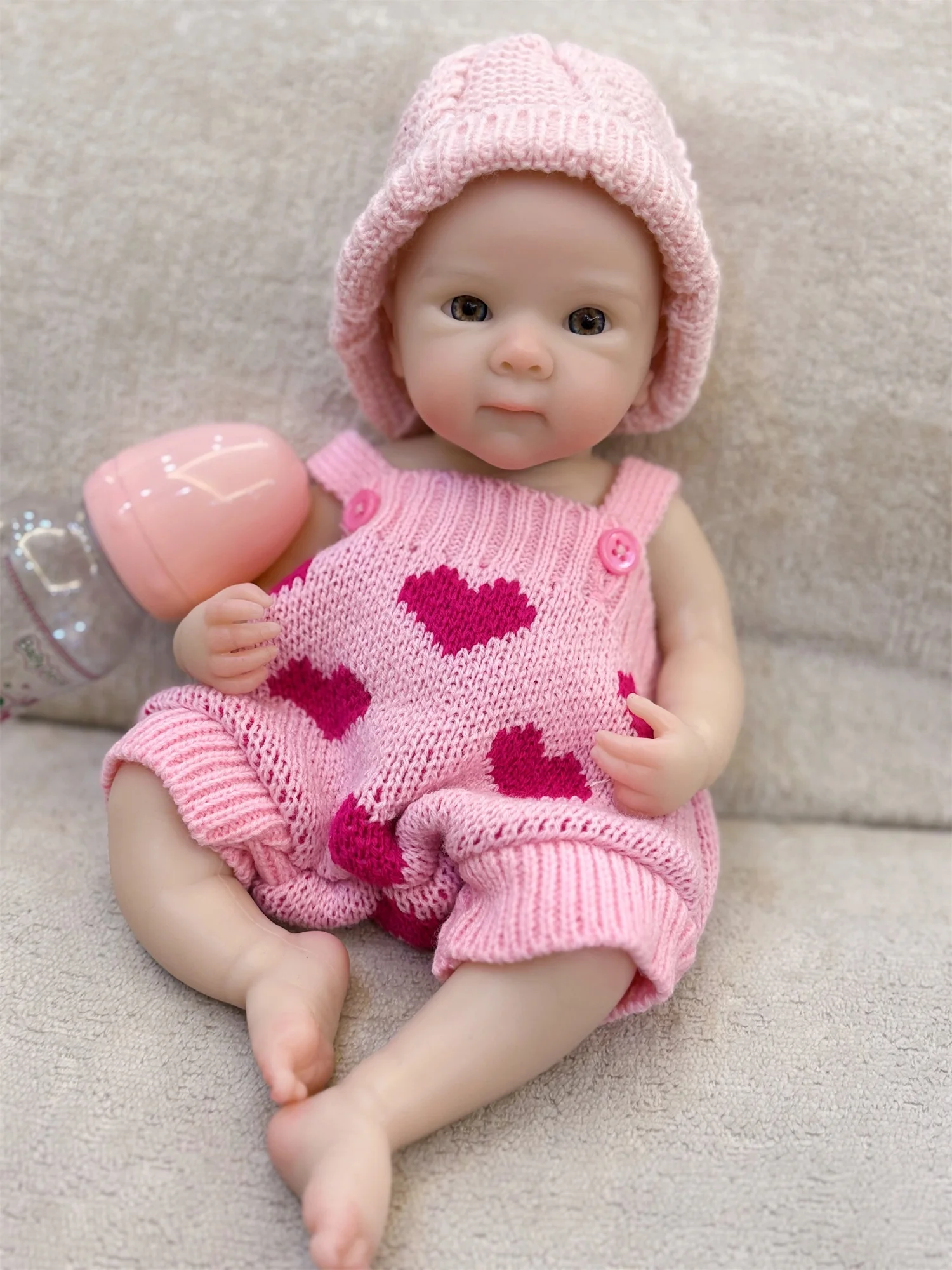 13Inch Can Open Mouth Lovely Bettie Full Body Silicone Reborn Girl Doll With Painted Bald Lifelike Realistic Baby Reborn Doll