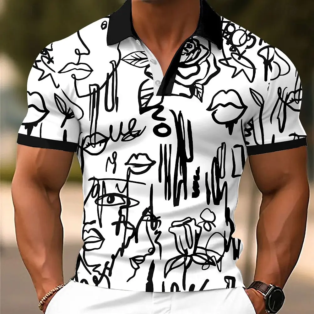 Men's 3D Print Polo Shirt Summer Casual Short Sleeve