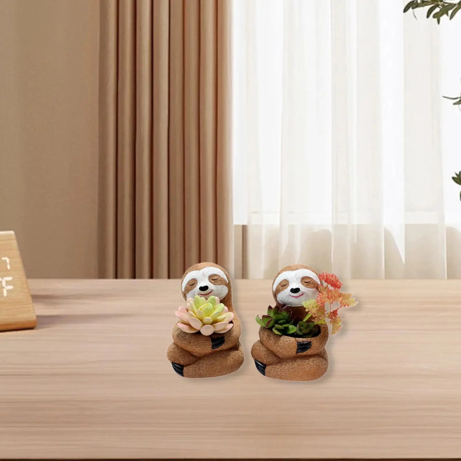 

2Pcs Sloth Plant Pots with Drainage Hole Display Organizer Flower Pots for