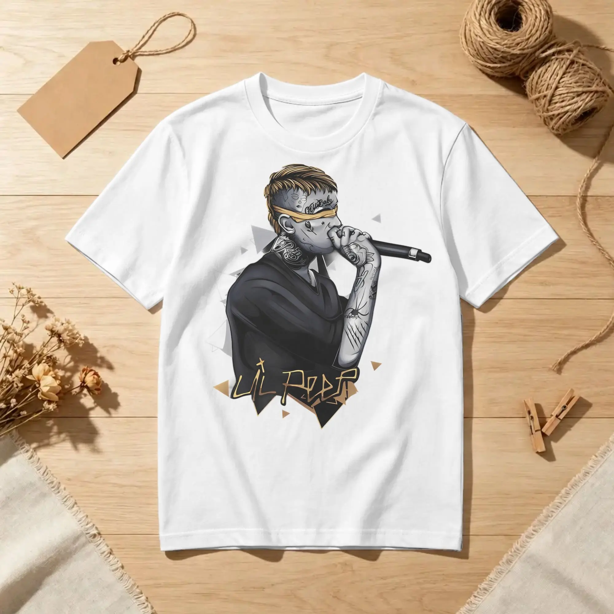 Lil Peep  Gold version Men Women T Shirt  Funny Tee Shirt Short Sleeve Crewneck T-Shirt 100% Cotton 4XL 5XL Clothing