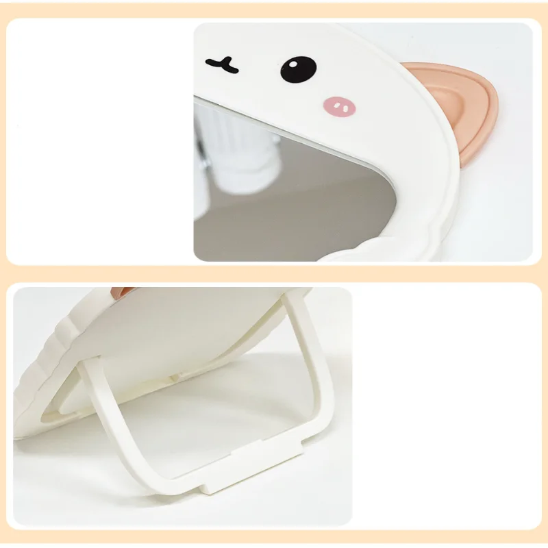 Cute Foldable Cat-Ear Makeup Mirror | Multi-Color Options | Portable & Power-Free | Perfect for Bedroom Decor & Daily Use