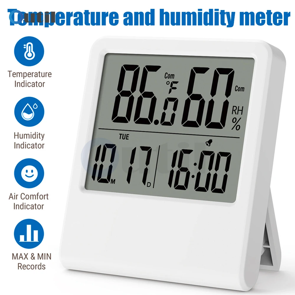 Folding LCD Digital Alarm Clock Desk Table Weather Station Desk Temperature Travel Ectronic Magnetic Bracket Time Date Thermomet