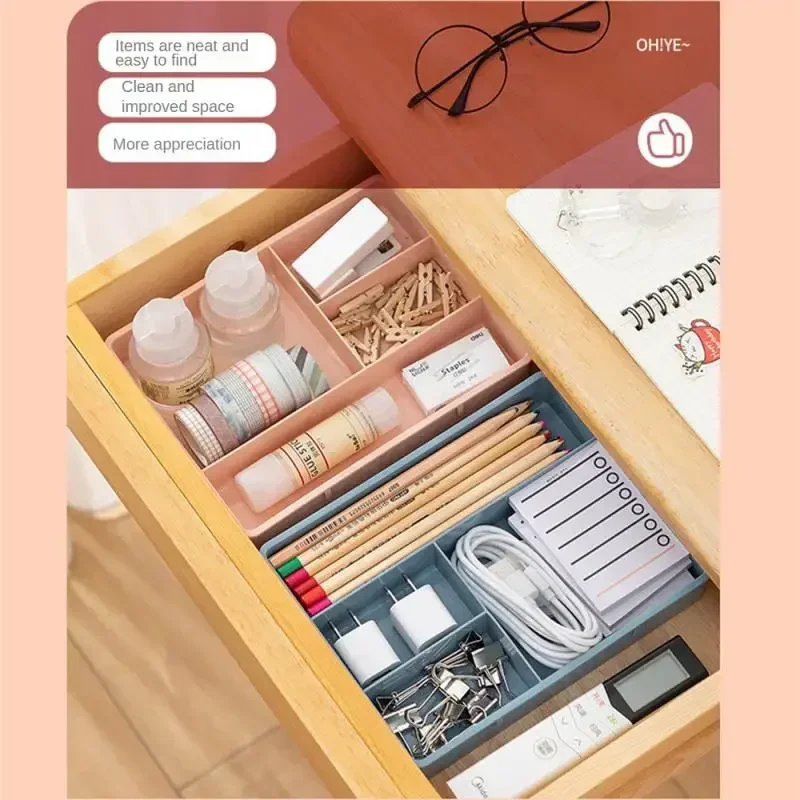 Desk Drawer Organizer Desk Sundries Stationery Storage Box Bin Cosmetics Makeup Organizer Home Office Drawer Divider Container