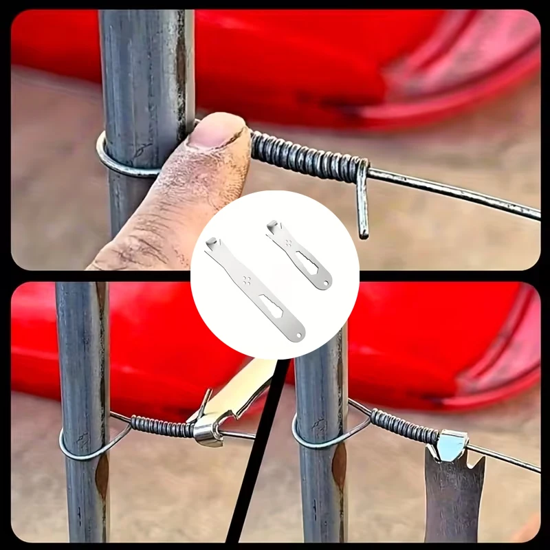 3-in-1 Multifunktionales Drahtverdrehwerkzeug für T-Pfosten-Clips & Zaundraht, Stahldraht-Verdrehgerät mit Haken & 3 Sechskantlöchern – Detail 3