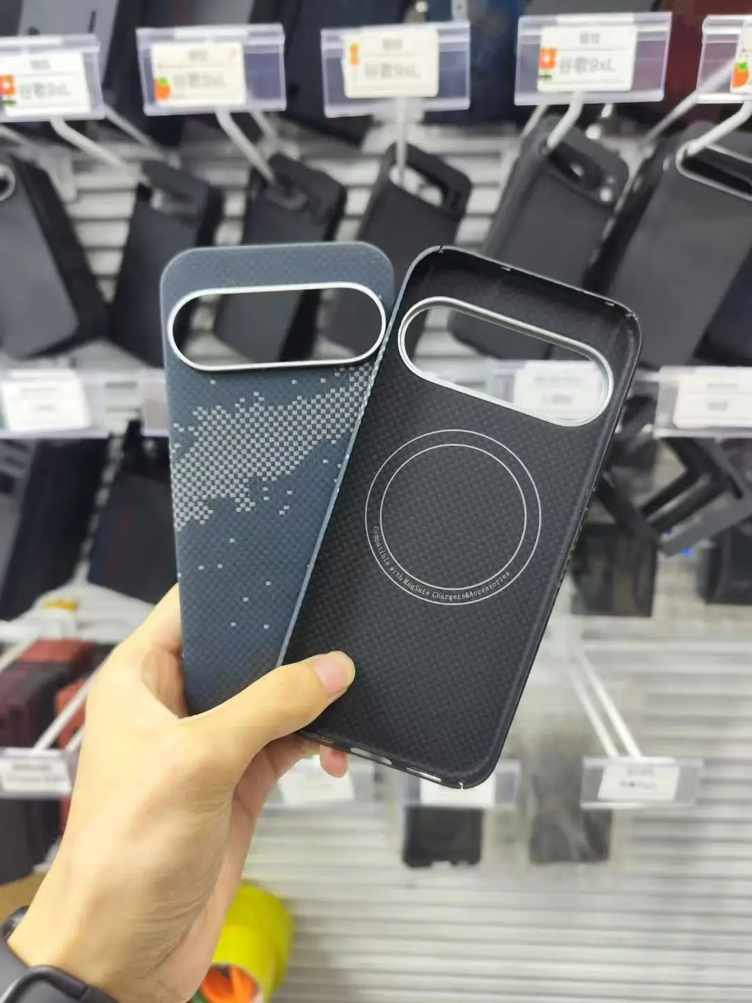 

Carbon Fiber Magsafe Case for Google Pixel 9 10 Pro 9 10 Pro XL Cases Magnetic 600D Metal Ring Ultra-thin Aramid Fiber Cover