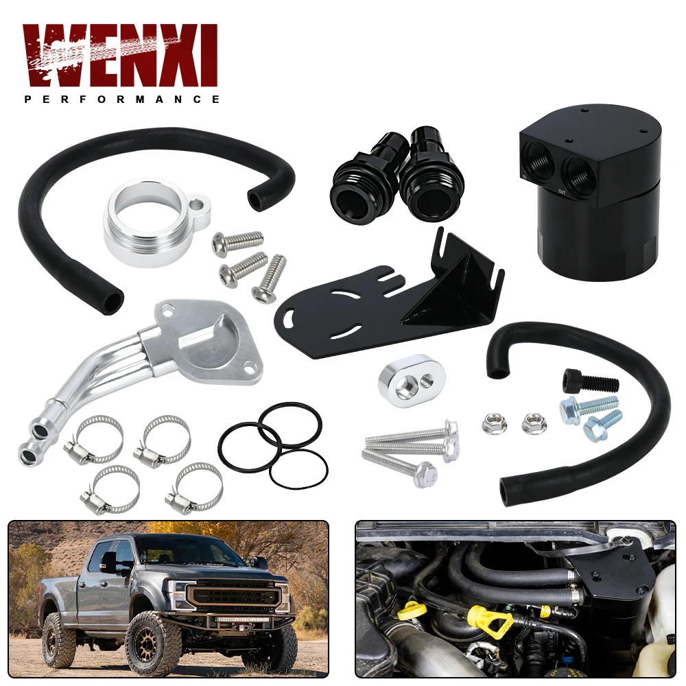 

Baffled Oil Catch Can Kit For 2011–2016 Ford F-250 F-350 Super Duty 6.7L Powerstroke