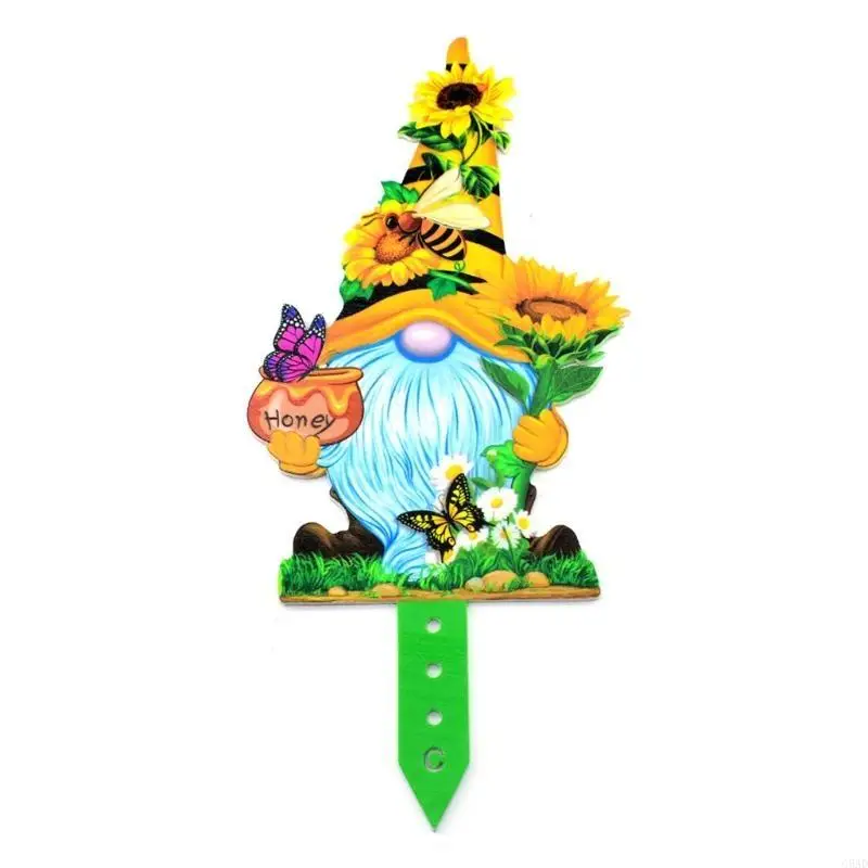 

Spring Flower for Butterfly Gnome Peep Yard Sign with Stakes Outdoor Decorations for Garden Patio Lawn Home Wall C5AD