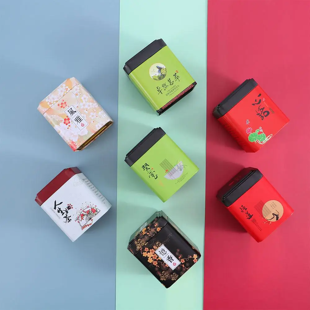 

Chinese style Mini Kitchen Storage Sealed Canister Decoration Aluminum Coffee Jar Tea Caddies Airtight Container Tea Box