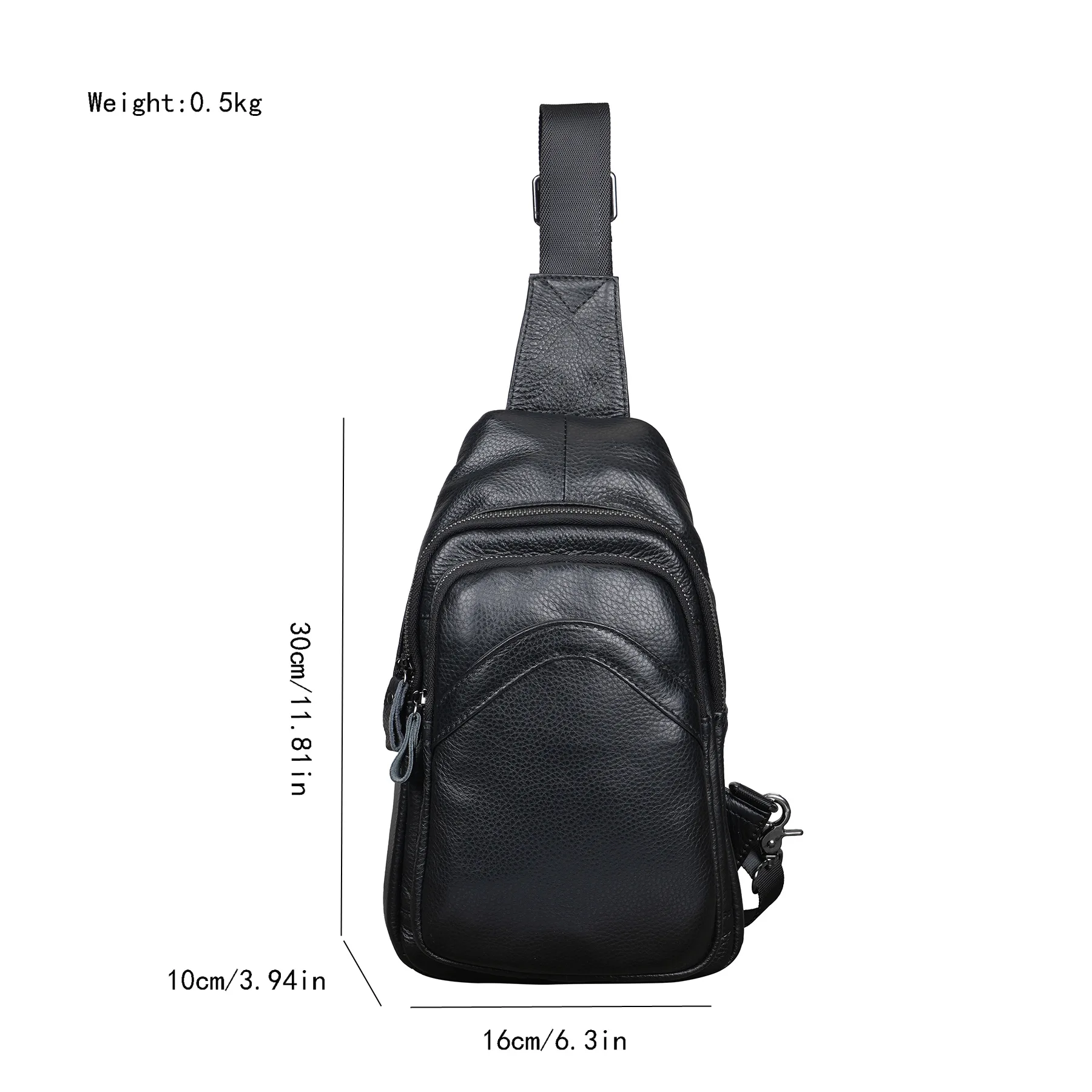 8001 New Leather Breast  Men's One Shoulder Crossbody Sports Casual Cowhide Men's Breast Bag