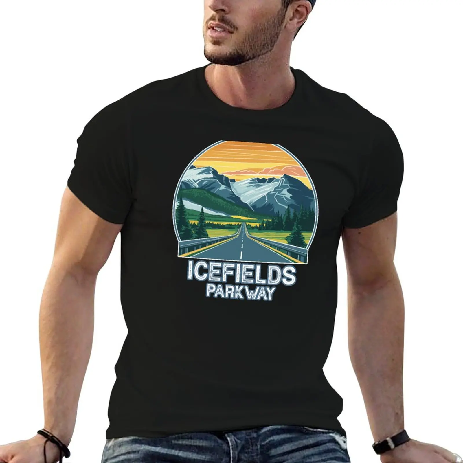 Icefields Parkway Alberta Canada Vista T-Shirt Athletic Fit Sports Short Sleeve Top