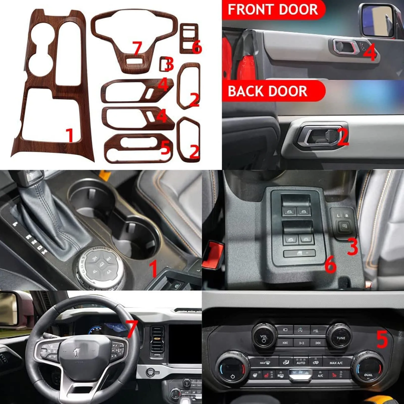 Suitable for compatible Mustang 4-door 9-piece set of internal modification accessories... -