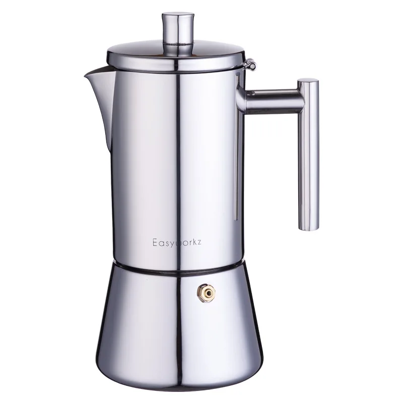 Image of Diego Espressokocher für den Herd, Edelstahl Italienische Kaffeemaschine, 4 Tassen 6,8 oz Induktions-Moka-Kanne