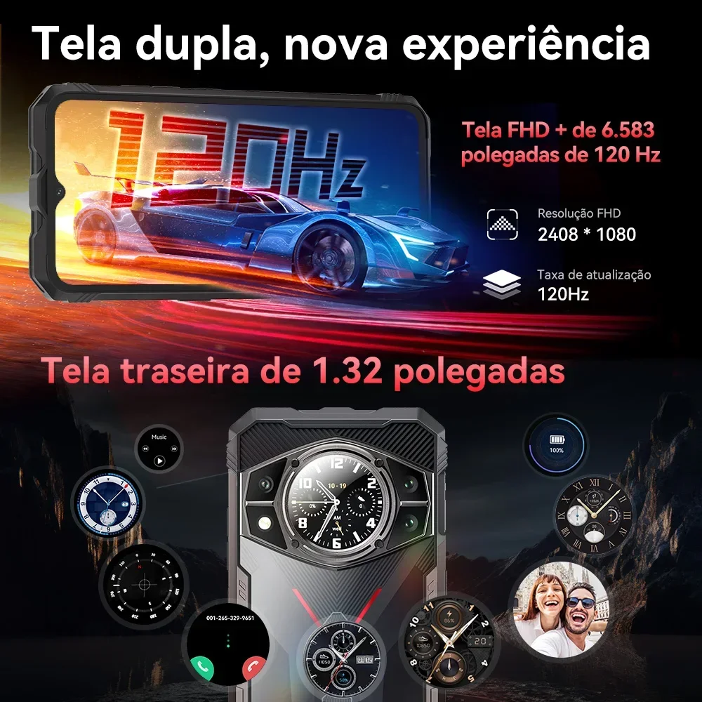 Smartphone Cubot-KINGKONG AX Ultra-Fino e Robusto, Android 14, Helio G99, 24GB RAM, 12 + 12GB, 256GB ROM, Tela 120Hz, 100MP, NFC