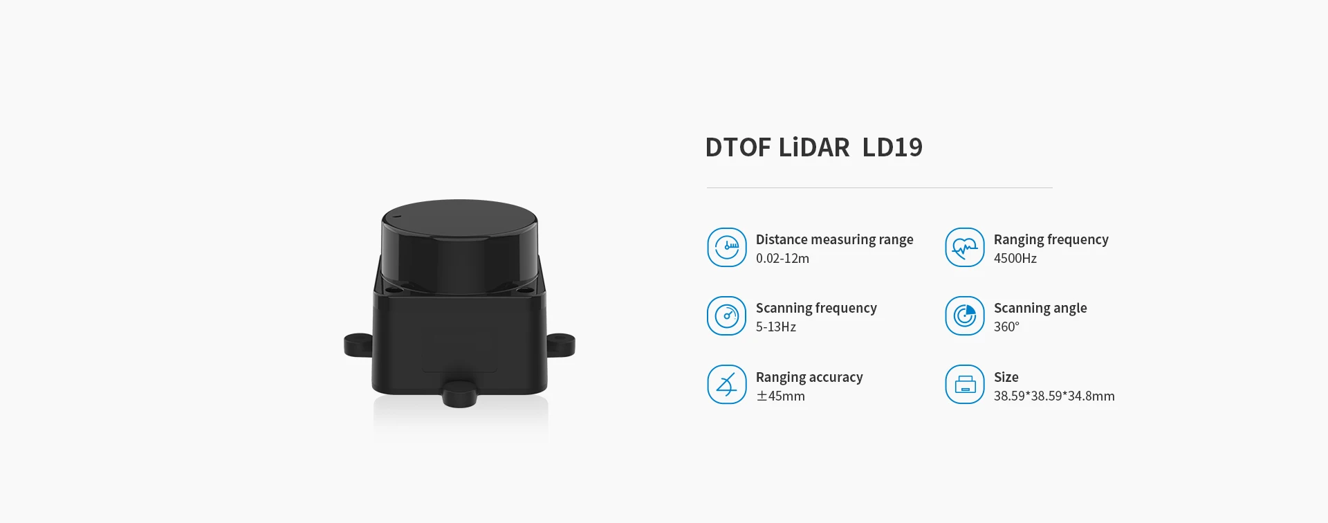 DTOF LiDAR LD19 laser Radar Lidar Scanner 360° Ranging