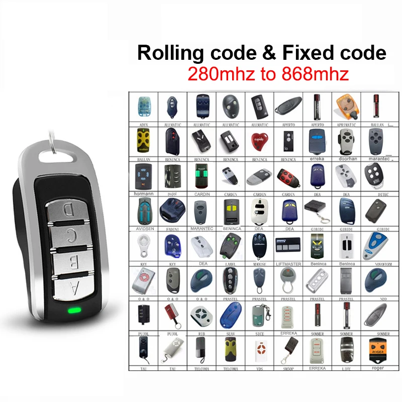 Multi Frequency 315/390/433MHz/868MHz Remote Control Garage Door Opener Rolling Code Clone for Gate 433 mhz DOORHAN HORMANN