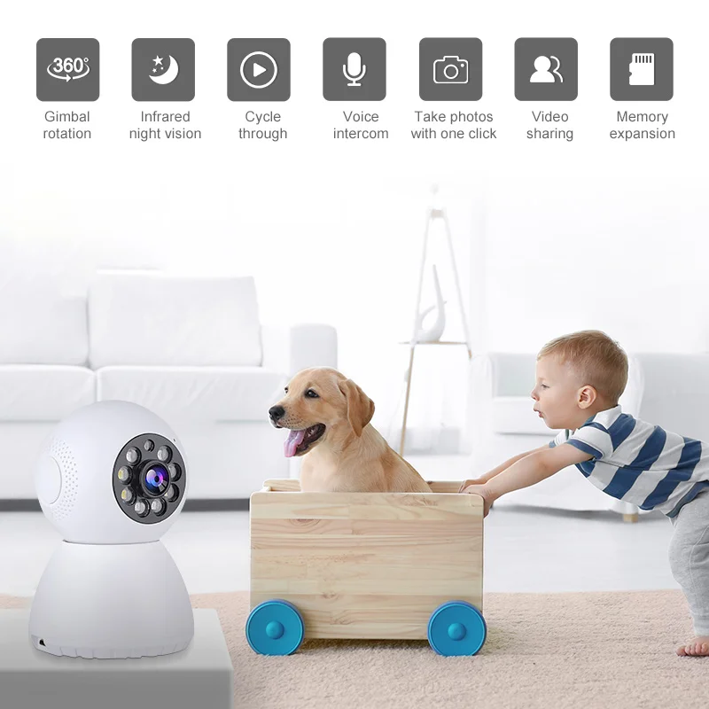 Câmera de Vigilância PTZ com Visão Noturna Infravermelha, Detecção de Movimento, Interfone Bidirecional, Controle Remoto de Aplicativos, Segurança IP Externa, 1080P