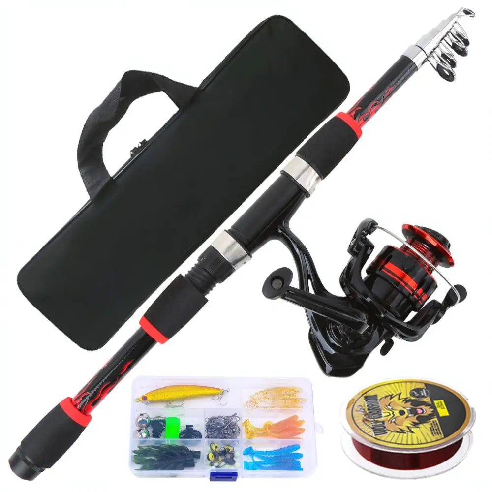 Full Set 18M Telescopic Spinning Fishing Rod Reel Combo Portable Tackle Kit For Outdoor River Lake Travel Fishing Adventures