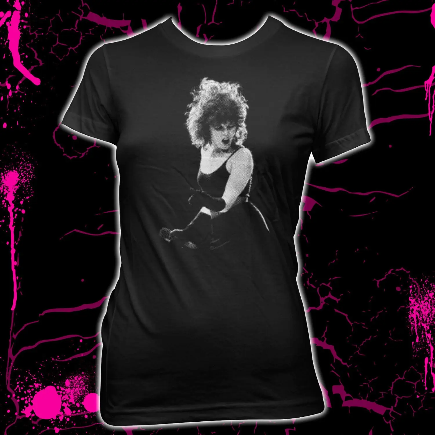 Pat Benatar Women's Pre shrunk hand screened 100 cotton babydoll t shirt