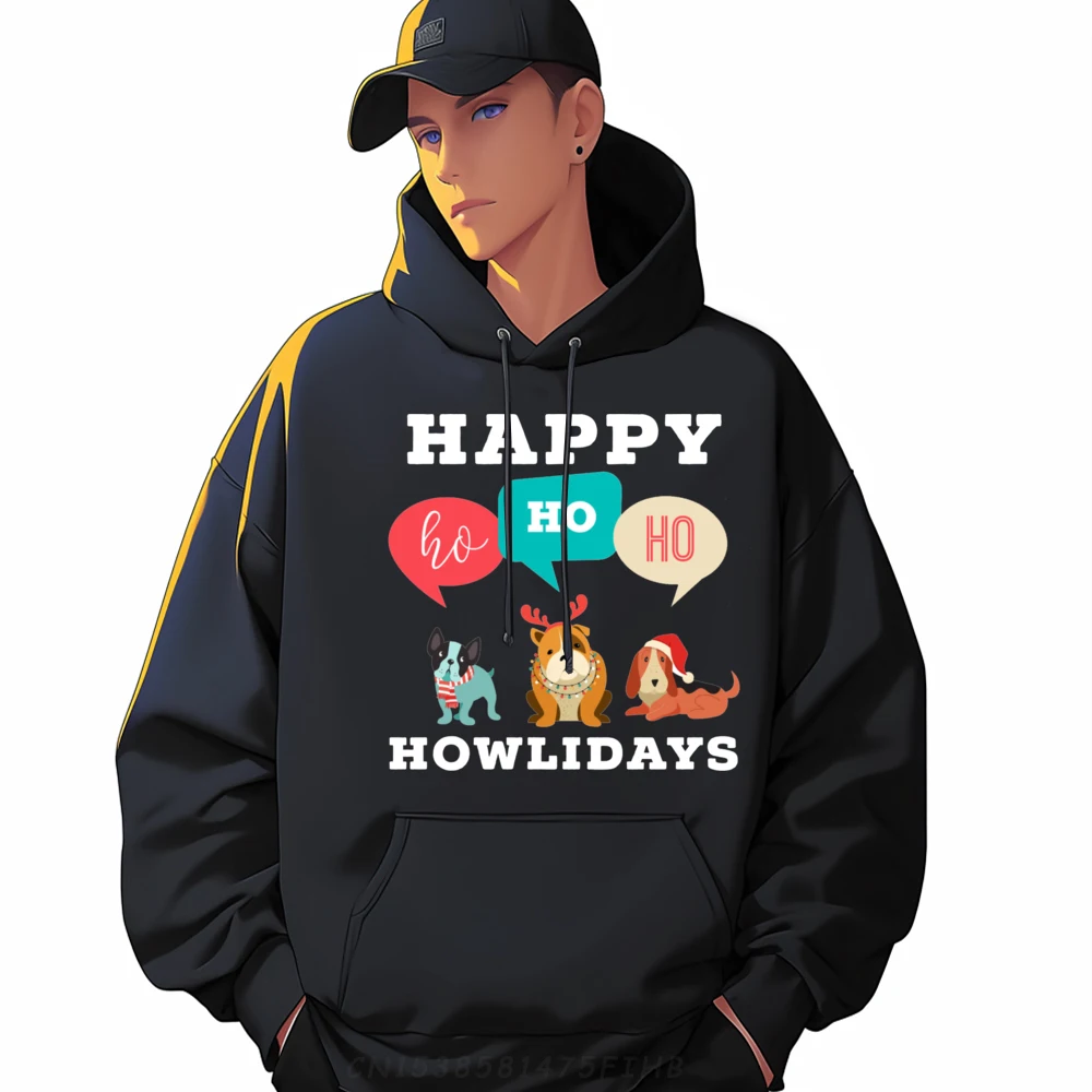 

Happy Howlidays Christmas Dog Red And Black Graphic Hoodies Comfortable Hoodies Game