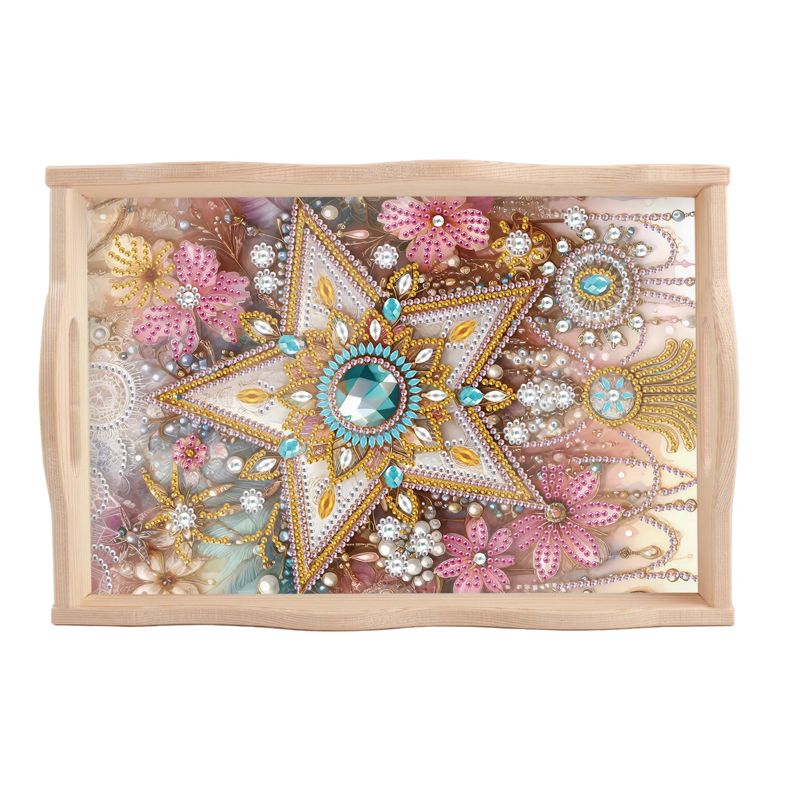 

Деревянный поднос с декором из страз в форме звезд, для самостоятельного творчества, мультяшный, для ужина, фруктов, сувениров, подарков, декоративная фигурка