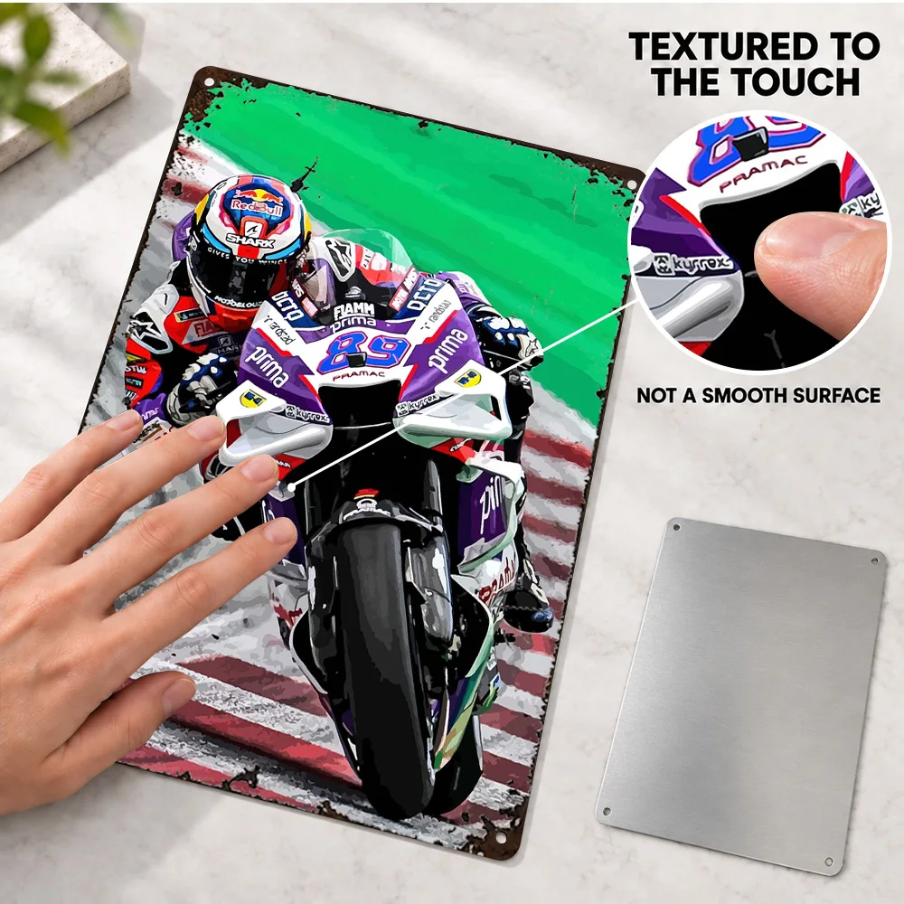 Jorge Martin Textured Metal Poster Personalized Aluminum Sign Selective Color Motorcycle Photography Wall Art For Sports Lounge