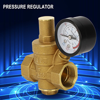 DN20 Brass Adjustable Water Pressure Regulator Reducer with Gauge Meter Brass Pressure Regulator Water Pressure Regulator