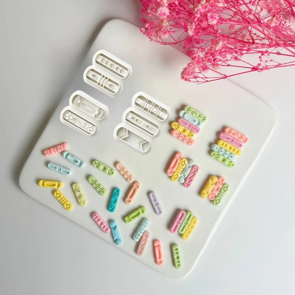 7pcs/set Book Stack Themed Polymer Clay Cutters Set  Stackable Book Molds for DIY Polymer Clay Artists & Crafters Jewelry Making - view 5