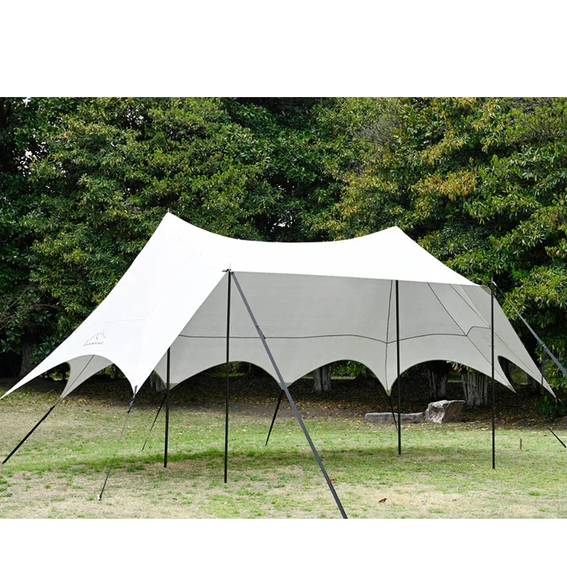 

6M*4M Outdoor Extra Large A Tower Living Room Double Peak Dome Canopy Tent Camping Site Black Rubber Sunscreen Canopy Sunshade