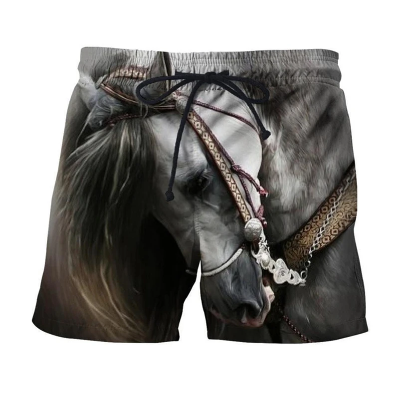 Pantalones cortos con estampado 3d de caballo Animal para hombre y mujer, bañadores de playa, informales, gran oferta, Verano