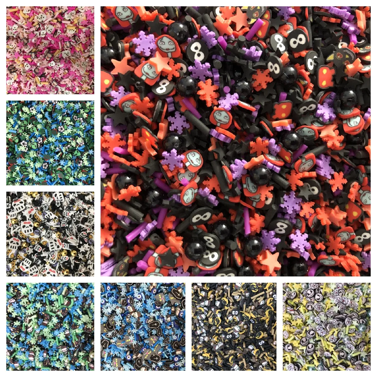 

500g/Lot Polymer Cute Halloween Mix Clay Slices Sprinkles for Crafts Making Nail Art ,Scrapbook DIY