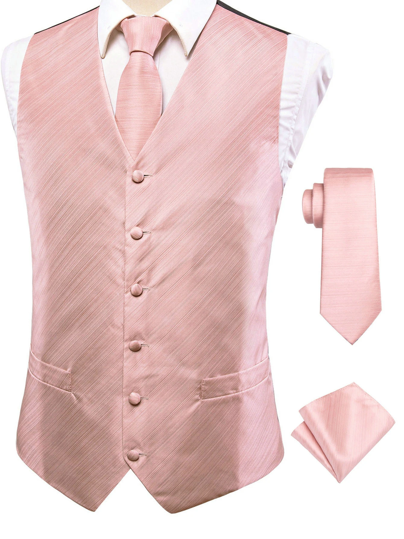 Rosa Weste 3-teiliges Set, Her – Pocket Square Set Bewertung und Preis