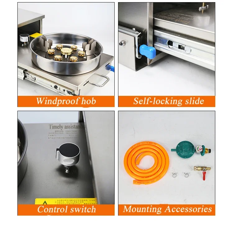 Portable Stainless Steel Pull-out Gas Stove Burner With Integrated Sink And Faucet