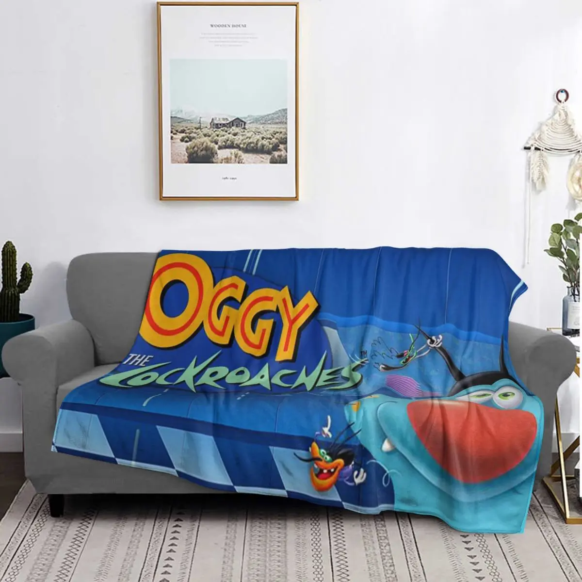Animation Anime Film Oggy And The Cockroaches Blankets Soft Warm Flannel Throw Blanket Cover for Bed Living room Travel Couch