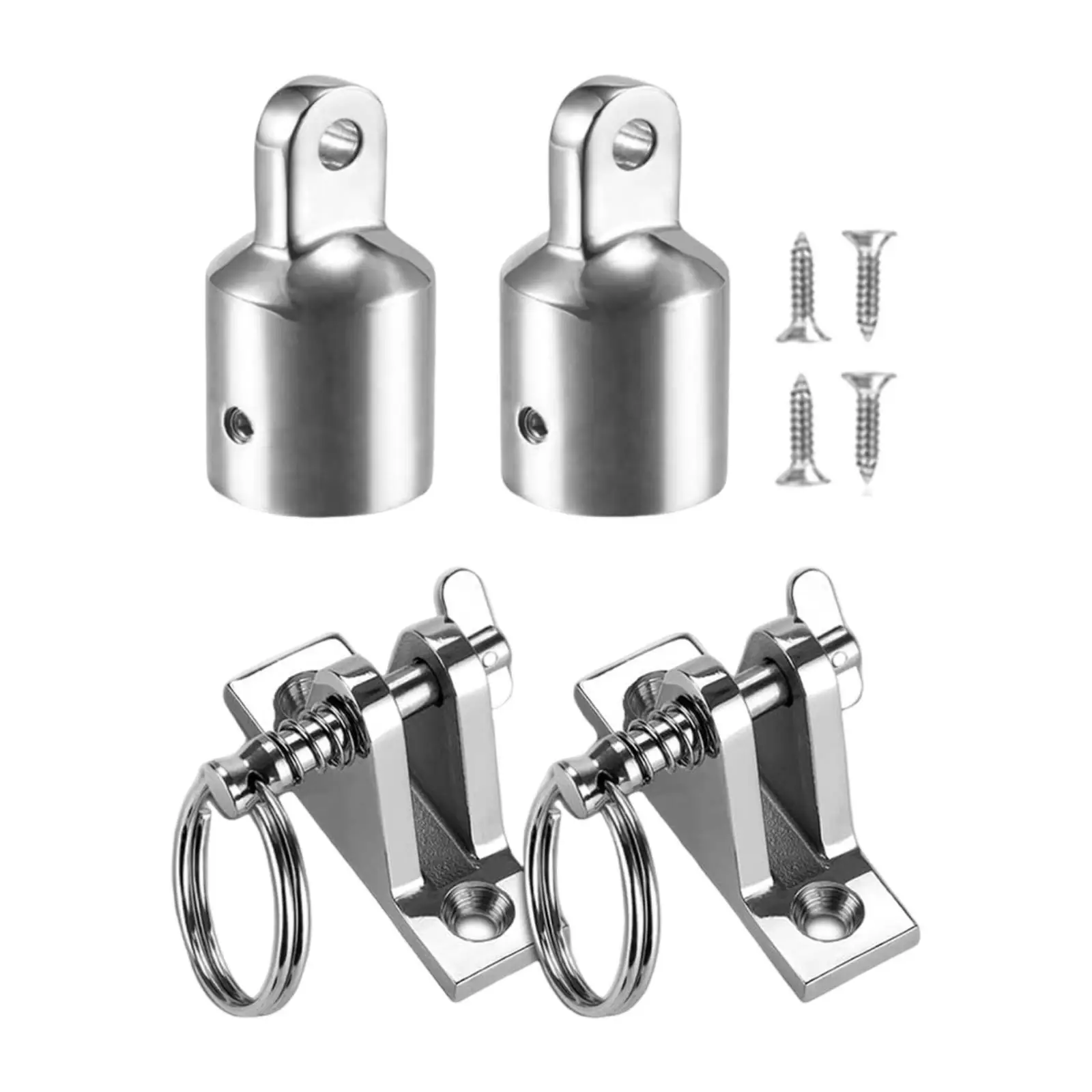 

2Pcs Deck Hinges and Eye End Caps Top Hardware Fits 1 inch Tube Sturdy Repair Parts for Boat Rvs Marine Grade Stainless Steel