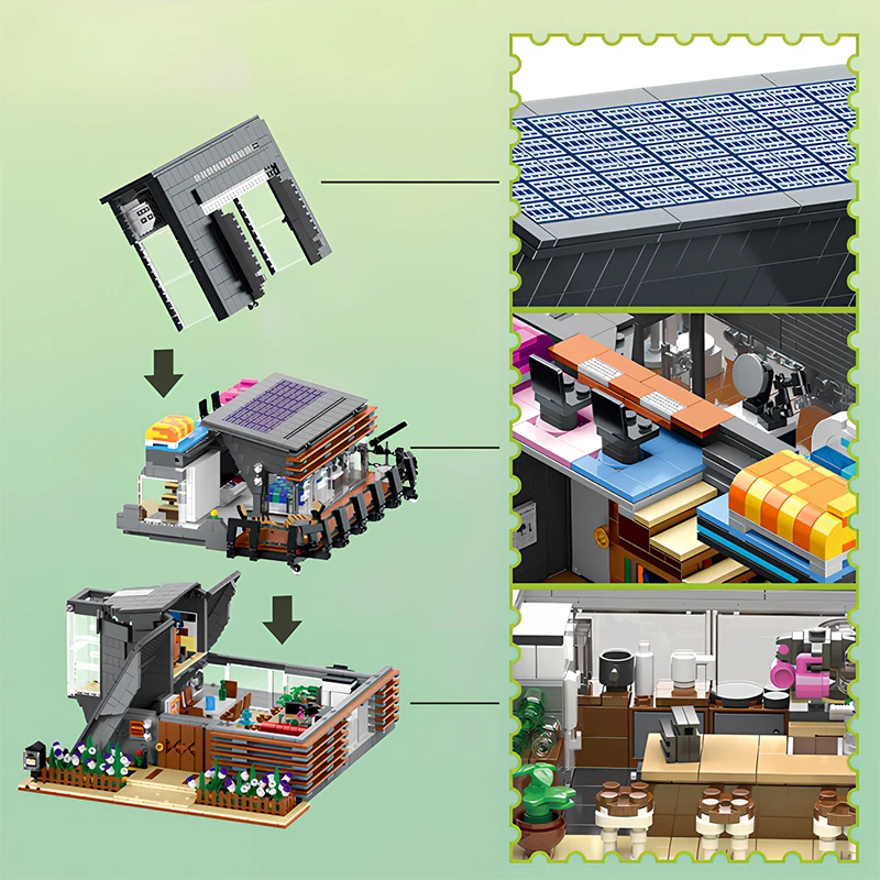 Die Lambda-Hausblöcke, Street View-Stil, DIY-Lernspielzeug, ideales Geburtstagsgeschenk für kreative junge Leute